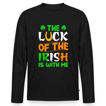 The happiness of the Irish is with me St. Patrick's day - Men's Premium Organic Long Sleeve Shirt - black - Front - Nico (187cm)