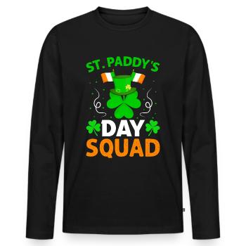 St. Patrick's Day Squad Irish Pride Clover - Men's Premium Organic Long Sleeve Shirt - black - Front - Nico (187cm)