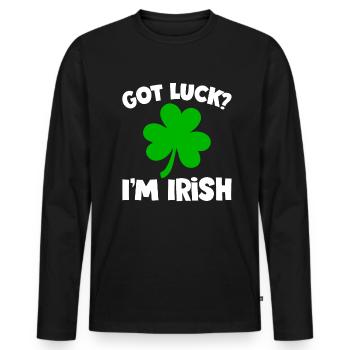 La Saint-Patrick Le bonheur des Irlandais Irlandais Luck - T-shirt manches longues Premium bio Homme - noir - Devant - Nico (187cm)