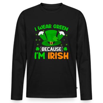 St. Patrick's Day Irish Pride Proud Clover Green - Men's Premium Organic Long Sleeve Shirt - black - Front - Nico (187cm)