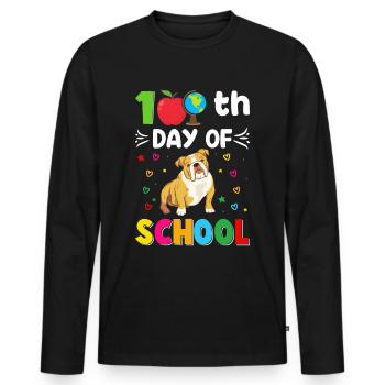 100 jours d’école enfant - T-shirt manches longues Premium bio Homme - noir - Devant - Nico (187cm)