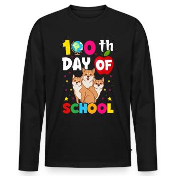 100 jours école école enfant école débutants chiens - T-shirt manches longues Premium bio Homme - noir - Devant - Nico (187cm)