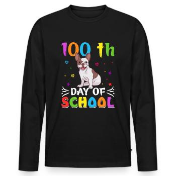 100 jours école école enfant école débutant chien - T-shirt manches longues Premium bio Homme - noir - Devant - Nico (187cm)