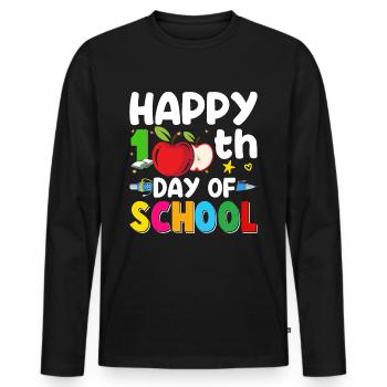 100 days school child schoolchild apple school beginners - Men's Premium Organic Long Sleeve Shirt - black - Front - Nico (187cm)
