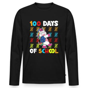 100 Days School Beginners Unicorn Satchel - Men's Premium Organic Long Sleeve Shirt - black - Front - Nico (187cm)