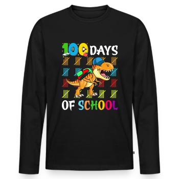 100 Tage Schule Schulanfänger Dinosauria Stifte - Männer Premium Bio Langarmshirt - Schwarz - Vorne - Nico (187cm)
