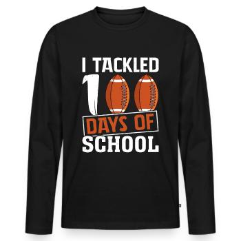 100 Days School Child Football Enrollment - Men's Premium Organic Long Sleeve Shirt - black - Front - Nico (187cm)