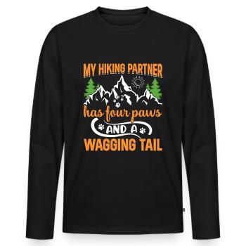 Mon partenaire de randonnée a quatre pattes Amoureux des chiens - T-shirt manches longues Premium bio Homme - noir - Devant - Nico (187cm)