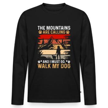 Les montagnes m’appellent et je pars en randonnée avec mon chien - T-shirt manches longues Premium bio Homme - noir - Devant - Nico (187cm)