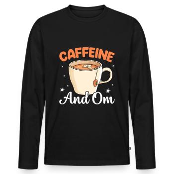 Coffee & Relaxation Caffeine Relax - Men's Premium Organic Long Sleeve Shirt - black - Front - Nico (187cm)