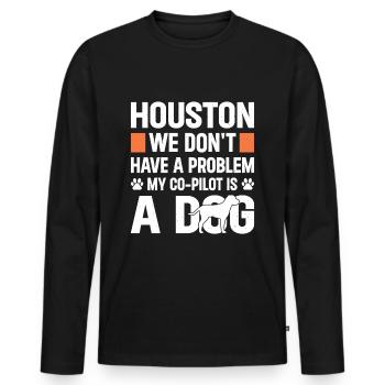 Houston mein Co-Pilot ist ein Hund - Männer Premium Bio Langarmshirt - Schwarz - Vorne - Nico (187cm)