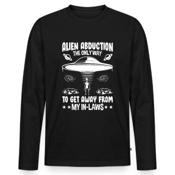 Alien Entführung Lustiger Schwiegereltern Humor - Männer Premium Bio Langarmshirt - Schwarz - Vorne - Nico (187cm)