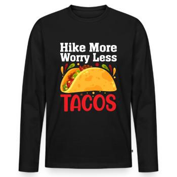 Randonnée Plus Manger Taco Randonnée Camping En plein air - T-shirt manches longues Premium bio Homme - noir - Devant - Nico (187cm)