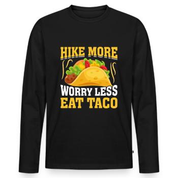 Hike More Eat Taco Hiking and Tacos - Men's Premium Organic Long Sleeve Shirt - black - Front - Nico (187cm)