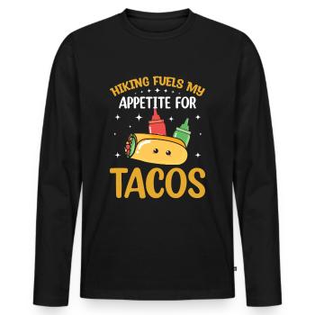 Wandern Hiking Fuels My Appetit for Tacos - Männer Premium Bio Langarmshirt - Schwarz - Vorne - Nico (187cm)