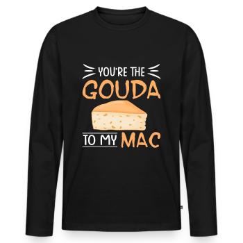 Gouda fromage obsession dépendance au fromage Goudaliebe - T-shirt manches longues Premium bio Homme - noir - Devant - Nico (187cm)