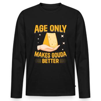 Gouda fromage obsession fromage addiction vieux Gouda - T-shirt manches longues Premium bio Homme - noir - Devant - Nico (187cm)