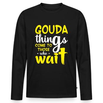 Gouda Things Cheese Obsession Cheese Factory - T-shirt manches longues Premium bio Homme - noir - Devant - Nico (187cm)