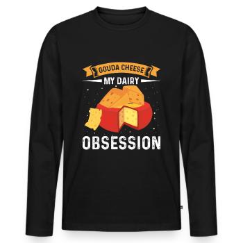 Gouda Obsession Cheese Addiction Cheese - T-shirt manches longues Premium bio Homme - noir - Devant - Nico (187cm)
