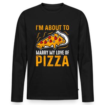 Pizza Love Addiction Cheese Pizza Wedding - T-shirt manches longues Premium bio Homme - noir - Devant - Nico (187cm)