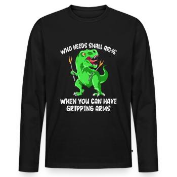 Lustiger Dino Dinosaurier Cooler T-Rex - Männer Premium Bio Langarmshirt - Schwarz - Vorne - Nico (187cm)