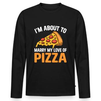 Pizza Love Addiction Cheese Pizza Wedding - T-shirt manches longues Premium bio Homme - noir - Devant - Nico (187cm)