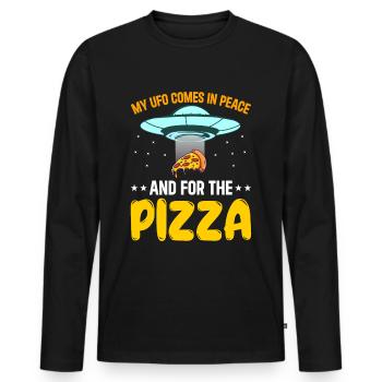 My Ufo Cores in Peace Pizza Außerirdisch - Männer Premium Bio Langarmshirt - Schwarz - Vorne - Nico (187cm)