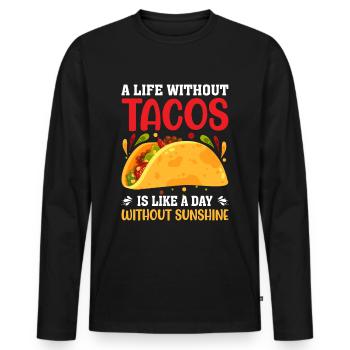 Une vie sans tacos est inutile - T-shirt manches longues Premium bio Homme - noir - Devant - Nico (187cm)