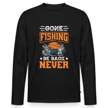Aller à la pêche Ne revenez pas pêcher Pêche - T-shirt manches longues Premium bio Homme - noir - Devant - Nico (187cm)