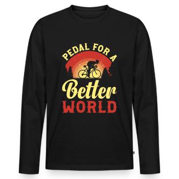 Pedal for a better world Bike - Men's Premium Organic Long Sleeve Shirt - black - Front - Nico (187cm)