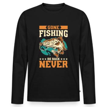 Aller à la pêche Ne revenez pas pêcher Pêche - T-shirt manches longues Premium bio Homme - noir - Devant - Nico (187cm)