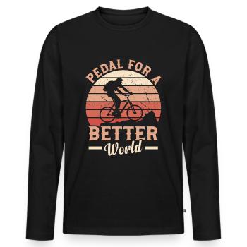 Ride for a better world Bike Bike Tour Bike - Men's Premium Organic Long Sleeve Shirt - black - Front - Nico (187cm)