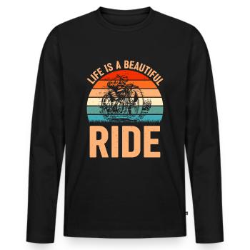 Life is a beautiful ride bike - Men's Premium Organic Long Sleeve Shirt - black - Front - Nico (187cm)