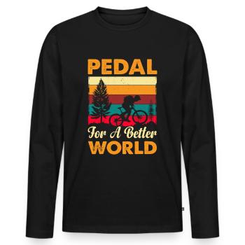 Pedal for a better world bike environment cyclist - Men's Premium Organic Long Sleeve Shirt - black - Front - Nico (187cm)