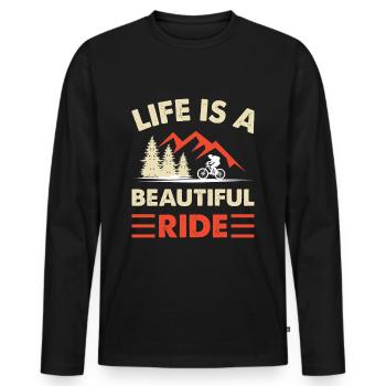 Life is a beautiful ride bike ride - Men's Premium Organic Long Sleeve Shirt - black - Front - Nico (187cm)