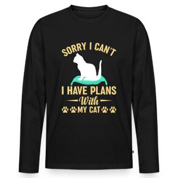 I can't have plans with my cat - Men's Premium Organic Long Sleeve Shirt - black - Front - Nico (187cm)