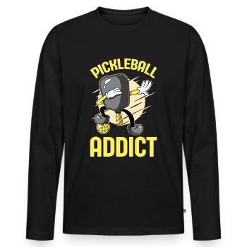 Pickleball Addictive Pickleball Raquette Padel - T-shirt manches longues Premium bio Homme - noir - Devant - Nico (187cm)