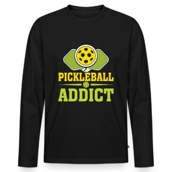 Pickleball Addictive Pickleball Raquette Padel - T-shirt manches longues Premium bio Homme - noir - Devant - Nico (187cm)