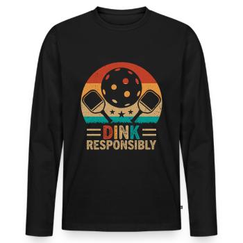 Pickleball Addictive Pickleball Raquette Padel - T-shirt manches longues Premium bio Homme - noir - Devant - Nico (187cm)