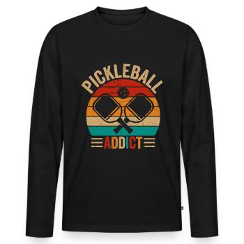 Pickleball Pickleball Raquette Padel Addictif - T-shirt manches longues Premium bio Homme - noir - Devant - Nico (187cm)