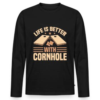 Cornhole Life is better - Men's Premium Organic Long Sleeve Shirt - black - Front - Nico (187cm)