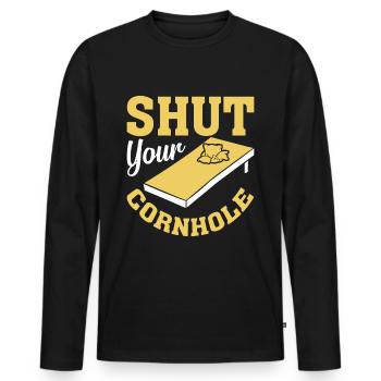 Jeu de lancer de trou de maïs - T-shirt manches longues Premium bio Homme - noir - Devant - Nico (187cm)