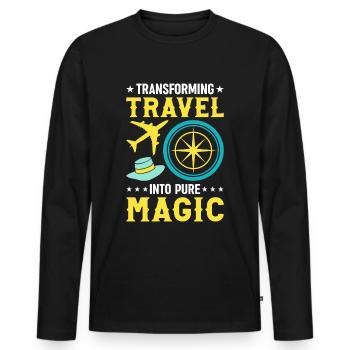 Transformiere Reisen in pure Magie Kompass Welt - Männer Premium Bio Langarmshirt - Schwarz - Vorne - Nico (187cm)
