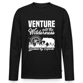 Wilderness Expert Nature - Men's Premium Organic Long Sleeve Shirt - black - Front - Nico (187cm)