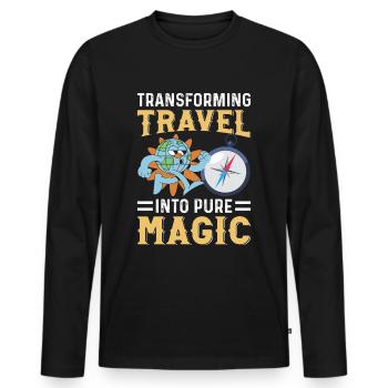 Transform journeys into pure magic compass world - Men's Premium Organic Long Sleeve Shirt - black - Front - Nico (187cm)