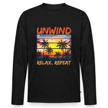 Plage Paradis Déconnecter Relax Répéter - T-shirt manches longues Premium bio Homme - noir - Devant - Nico (187cm)