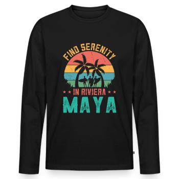 Serenity in Riviera Maya Mexico Beach - Men's Premium Organic Long Sleeve Shirt - black - Front - Nico (187cm)