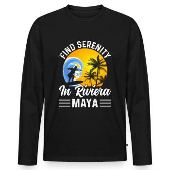 Serenity in Riviera Maya Mexico Beach - Men's Premium Organic Long Sleeve Shirt - black - Front - Nico (187cm)