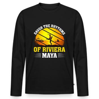 Genieß die Rhythmen von Riviera Maya - Männer Premium Bio Langarmshirt - Schwarz - Vorne - Nico (187cm)