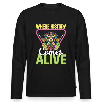 Maya, Aztèques, Mexique : là où l’histoire prend vie - T-shirt manches longues Premium bio Homme - noir - Devant - Nico (187cm)